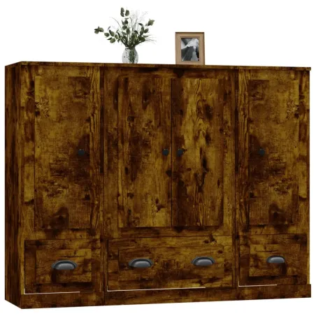 Buffets 3 pcs chêne fumé bois d'ingénierie