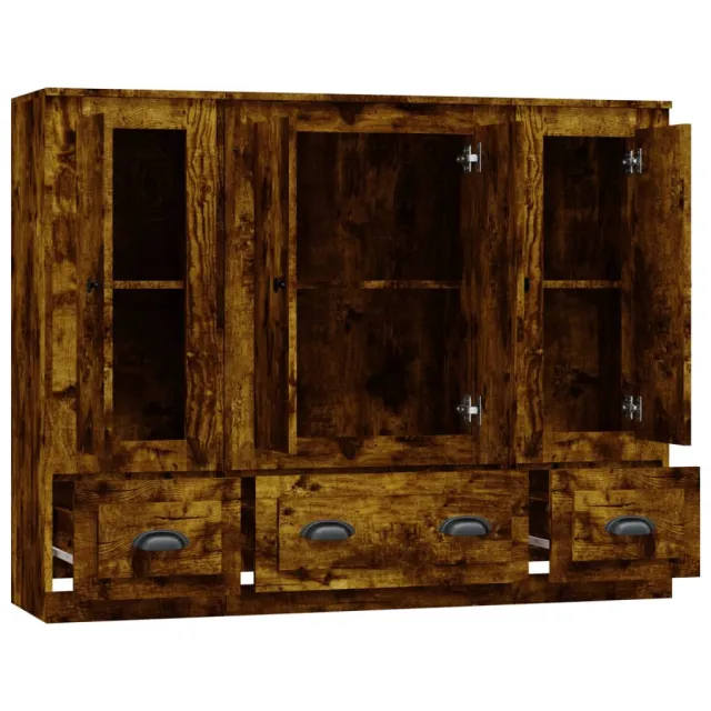 Buffets 3 pcs chêne fumé bois d'ingénierie