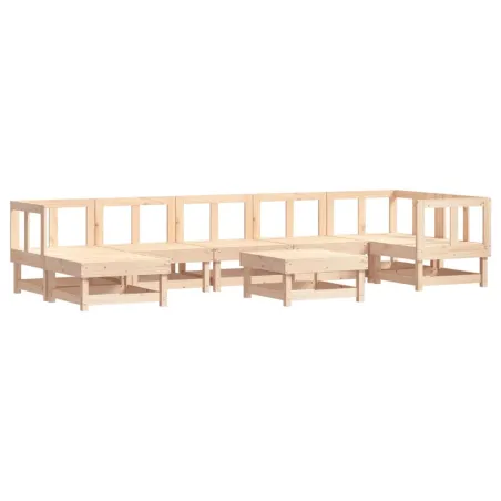Salon de jardin 8 pcs avec coussins bois massif