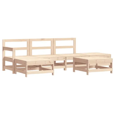 Salon de jardin 6 pcs avec coussins bois massif