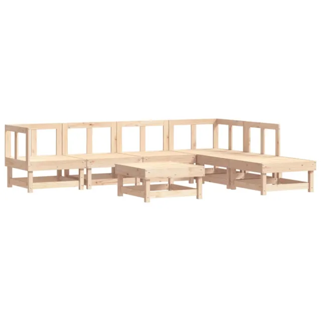 Salon de jardin 7 pcs avec coussins bois massif