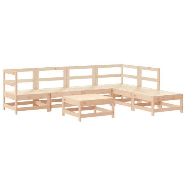 Salon de jardin 7 pcs avec coussins bois massif