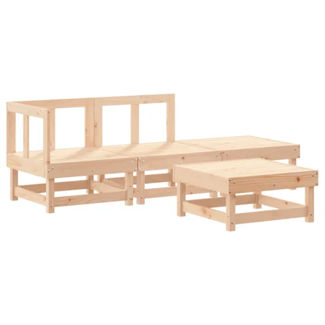 Salon de jardin 4 pcs avec coussins bois massif