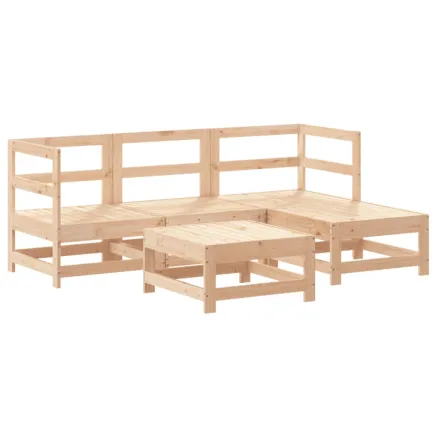 Salon de jardin 5 pcs bois massif de pin 2