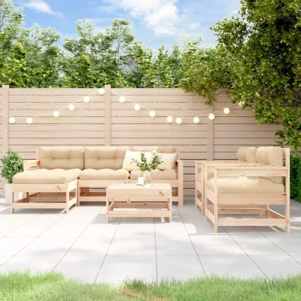 Salon de jardin 7 pcs Bois de pin massif