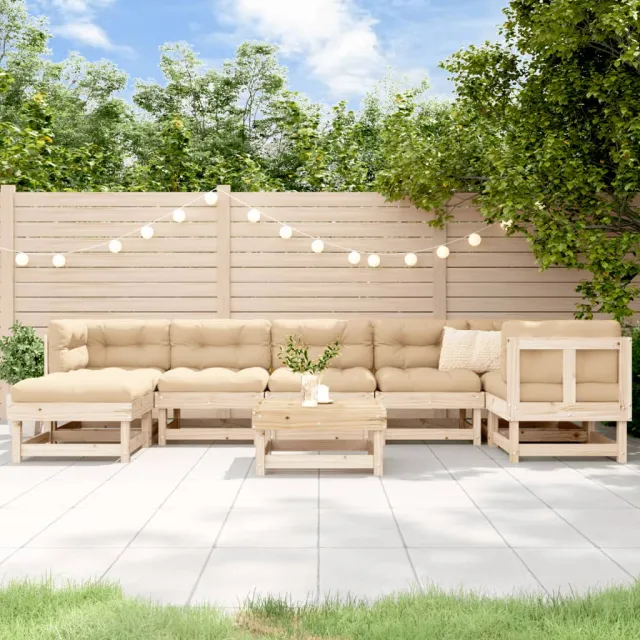 Salon de jardin 8 pcs Bois de pin massif