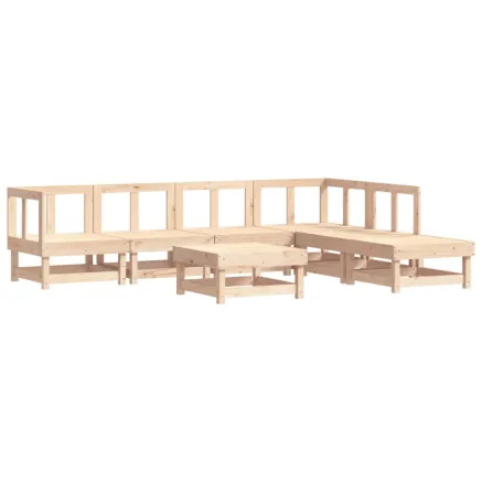Salon de jardin 7 pcs Bois de pin massif 2