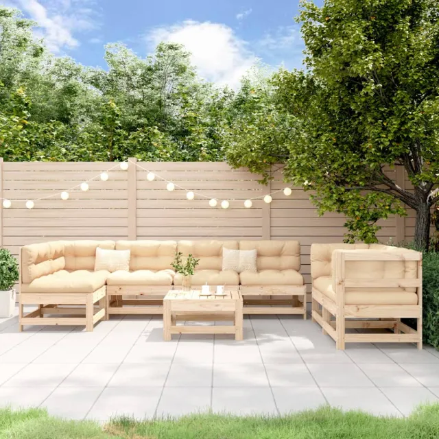Salon de jardin 8 pcs Bois de pin massif