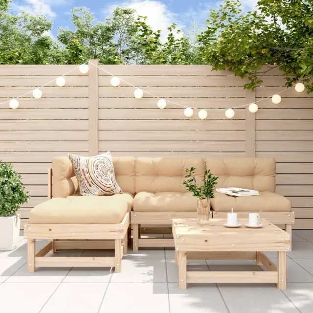 Salon de jardin 5 pcs bois massif de pin