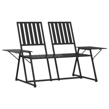 Banc de jardin 2 places 165 cm Noir Acier 2