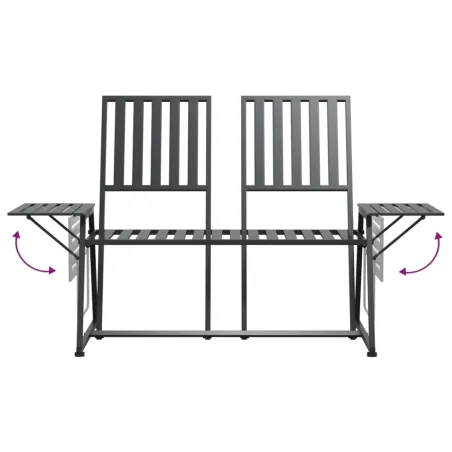 Banc de jardin 2 places 165 cm Noir Acier
