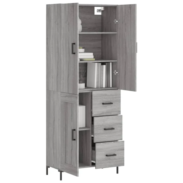 Buffet haut Sonoma gris 69,5x34x180 cm Bois d'ingénierie