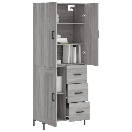 Buffet haut Sonoma gris 69,5x34x180 cm Bois d'ingénierie