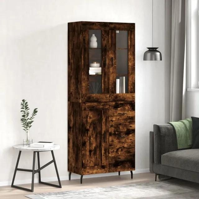 Buffet haut Chêne fumé 69,5x34x180 cm Bois d'ingénierie