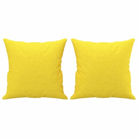 Canapé 3 places avec oreillers jaune clair 180 cm tissu