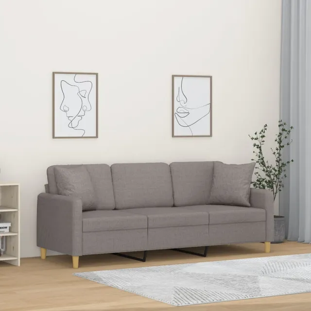 Canapé 3 places avec oreillers décoratifs taupe 180 cm tissu