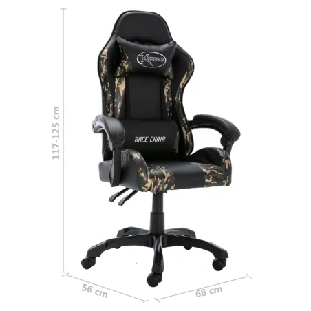 Fauteuil de jeux vidéo Noir et camouflage Similicuir