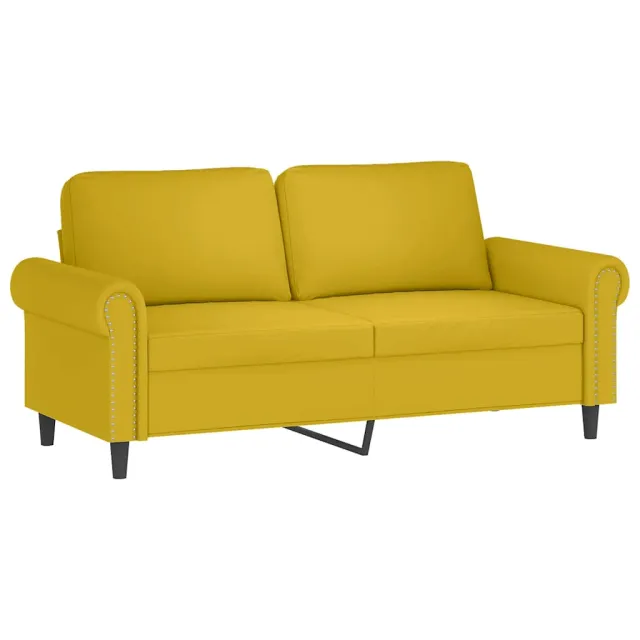 Canapé 2 places avec oreillers décoratifs jaune 140 cm velours
