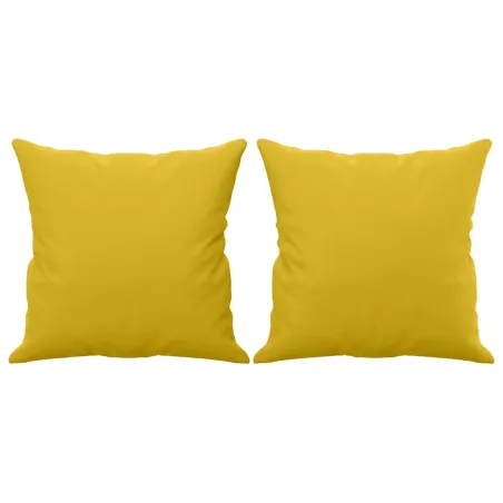 Canapé 2 places avec oreillers décoratifs jaune 140 cm velours