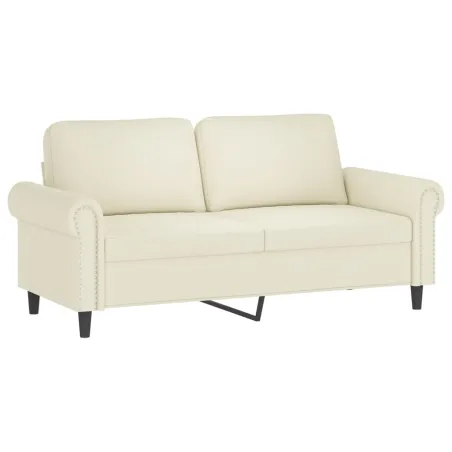 Canapé 2 places avec oreillers décoratifs crème 140 cm velours