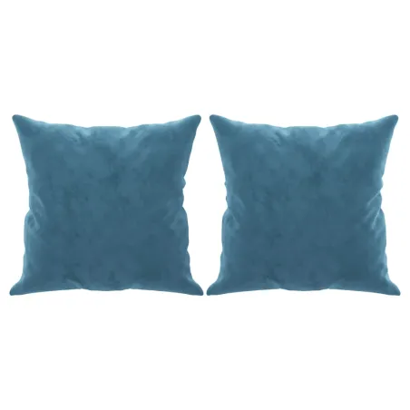 Canapé 2 places avec oreillers décoratifs bleu 140 cm velours