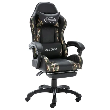 Fauteuil de jeux vidéo repose-pied Noir/camouflage Similicuir