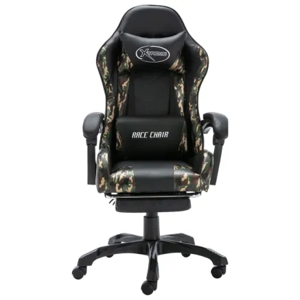 Fauteuil de jeux vidéo repose-pied Noir/camouflage Similicuir 2