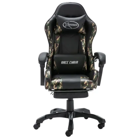 Fauteuil de jeux vidéo repose-pied Noir/camouflage Similicuir