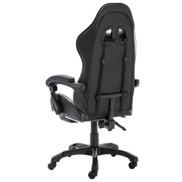 Fauteuil de jeux vidéo repose-pied Noir/camouflage Similicuir