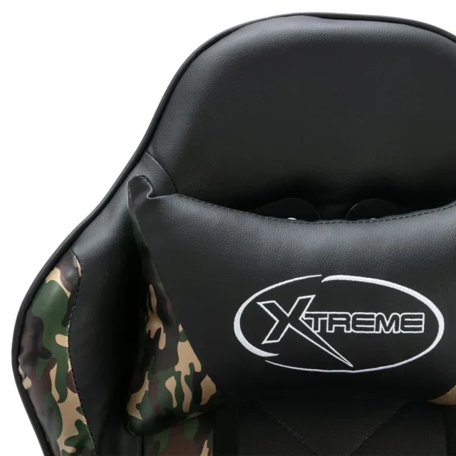 Fauteuil de jeux vidéo repose-pied Noir/camouflage Similicuir