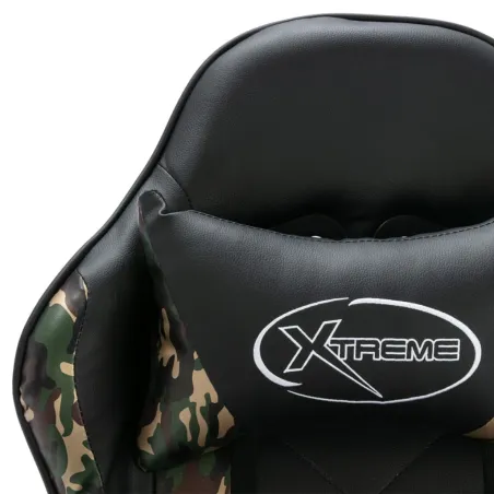 Fauteuil de jeux vidéo repose-pied Noir/camouflage Similicuir