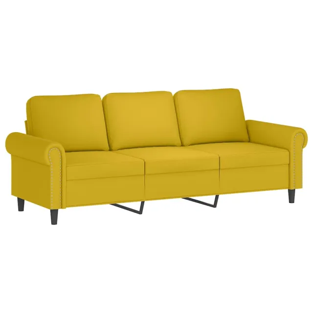 Canapé 3 places avec oreillers décoratifs jaune 180 cm velours