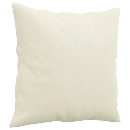 Canapé 3 places avec oreillers décoratifs crème 180 cm velours