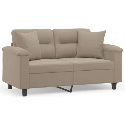 Canapé 2 places avec oreillers taupe 120 cm tissu microfibre 2