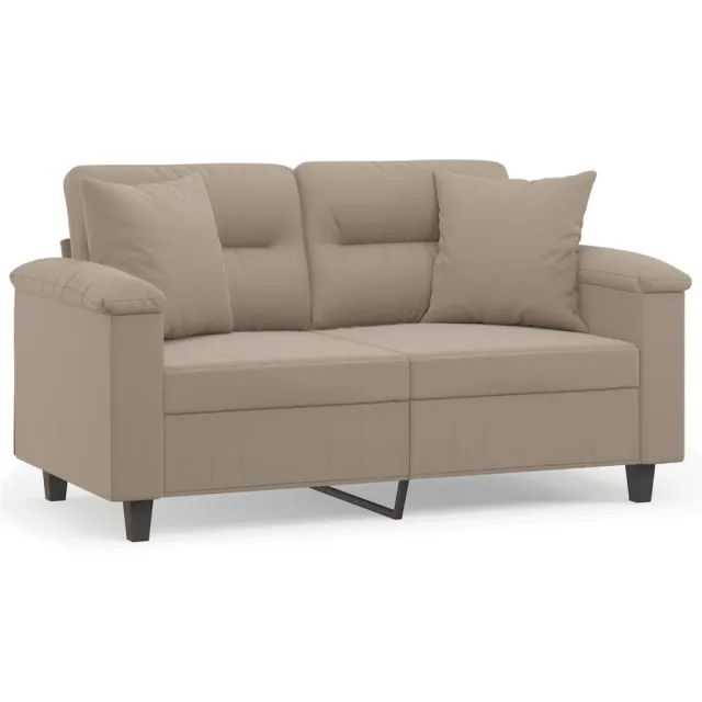 Canapé 2 places avec oreillers taupe 120 cm tissu microfibre
