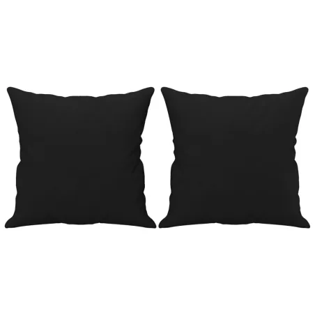 Canapé 3 places avec oreillers noir 180 cm tissu microfibre