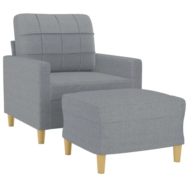 Fauteuil avec repose-pied Gris clair 60 cm Tissu