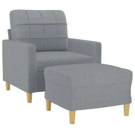 Fauteuil avec repose-pied Gris clair 60 cm Tissu