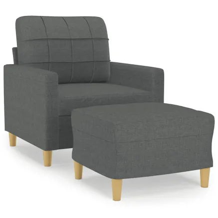 Fauteuil avec repose-pied Gris foncé 60 cm Tissu 2