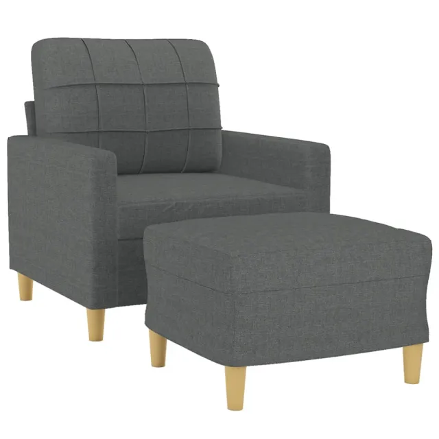 Fauteuil avec repose-pied Gris foncé 60 cm Tissu