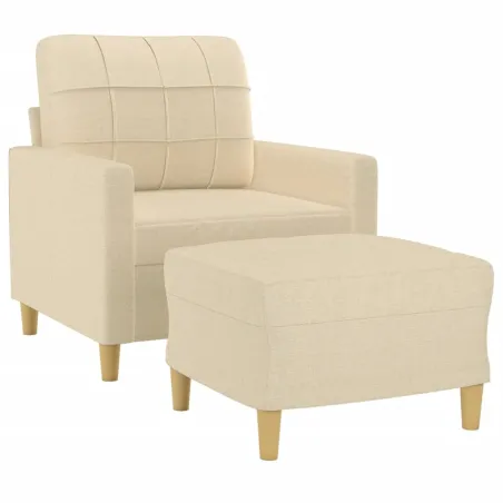 Fauteuil avec repose-pied Crème 60 cm Tissu