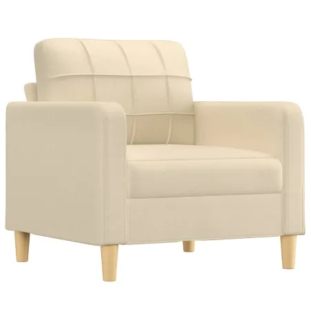 Fauteuil avec repose-pied Crème 60 cm Tissu