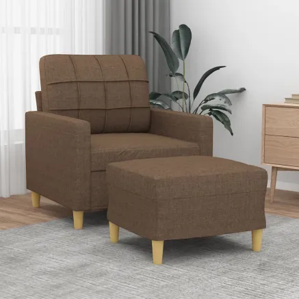 Fauteuil avec repose-pied Marron 60 cm Tissu