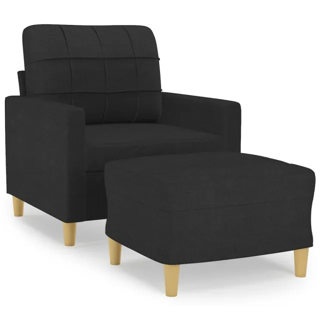Fauteuil avec repose-pied Noir 60 cm Tissu
