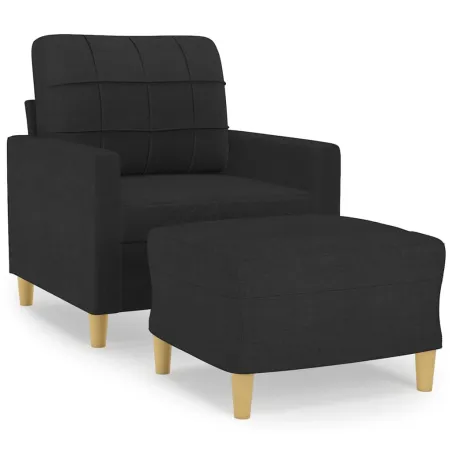 Fauteuil avec repose-pied Noir 60 cm Tissu