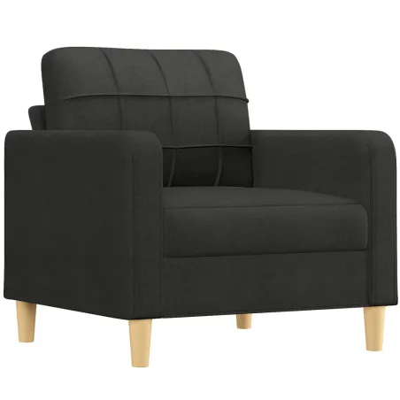 Fauteuil avec repose-pied Noir 60 cm Tissu