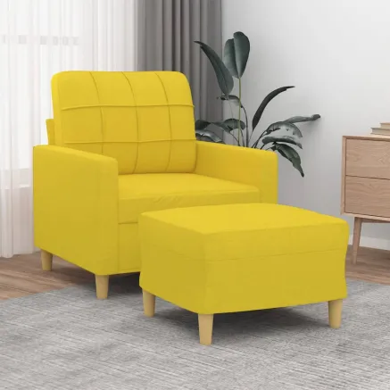 Fauteuil avec repose-pied Jaune clair 60 cm Tissu