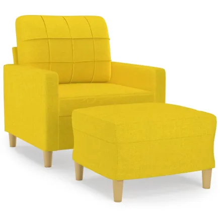 Fauteuil avec repose-pied Jaune clair 60 cm Tissu 2