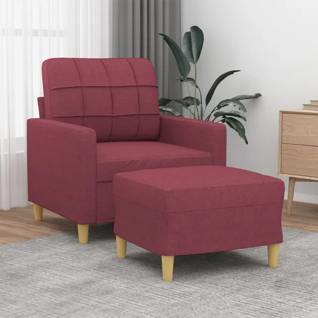 Fauteuil avec repose-pied Rouge bordeaux 60 cm Tissu