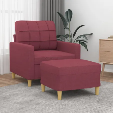 Fauteuil avec repose-pied Rouge bordeaux 60 cm Tissu